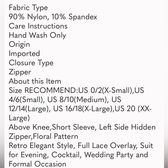 #011 MISSMAY Women's Vintage Floral Lace Short Sleeve Boat Neck Cocktail. - Picture 7 of 9